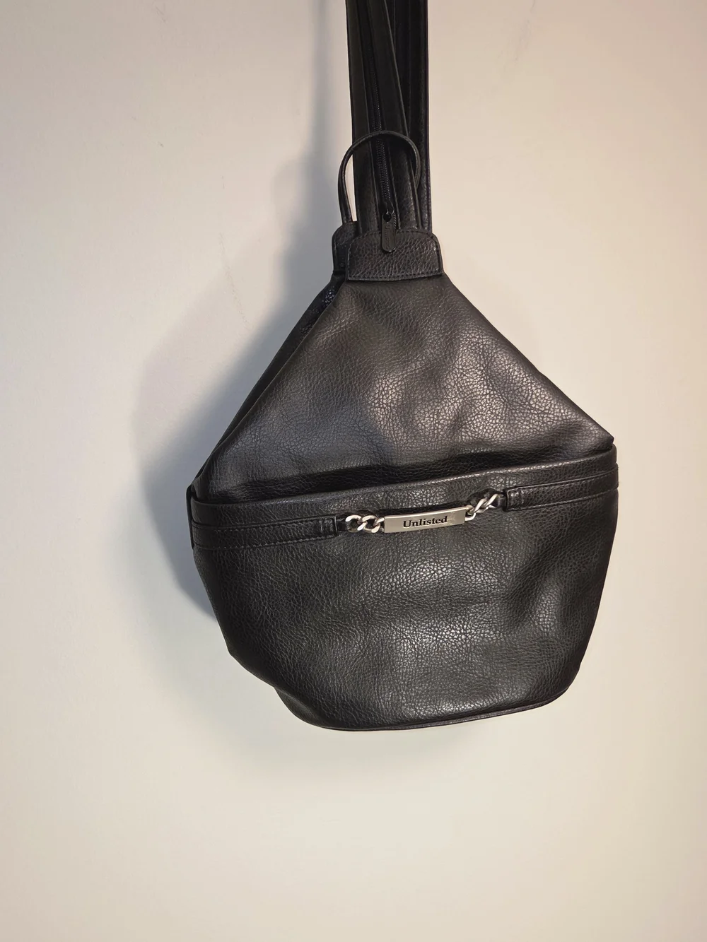 Unlisted Black Pebbled Leather-Faux Sling Belt Bag